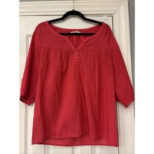 Old Navy Top Women M Medium Short Sleeve Pink Tunic Cotton V Neck